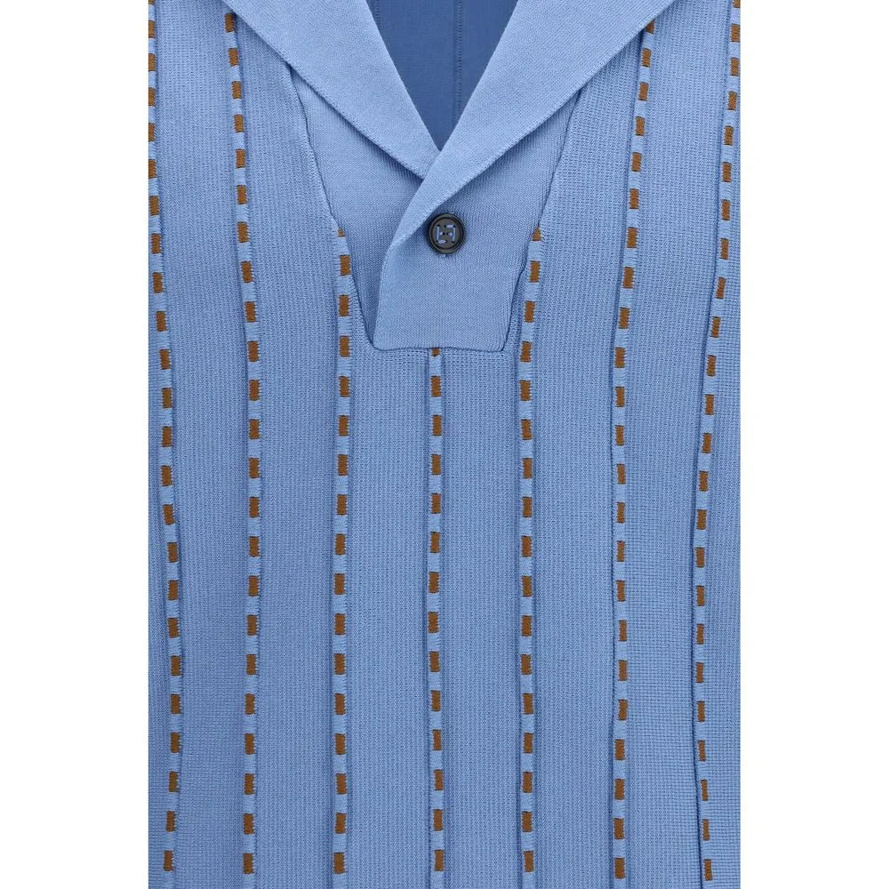 Modre bavlnene polo tričko Fendi