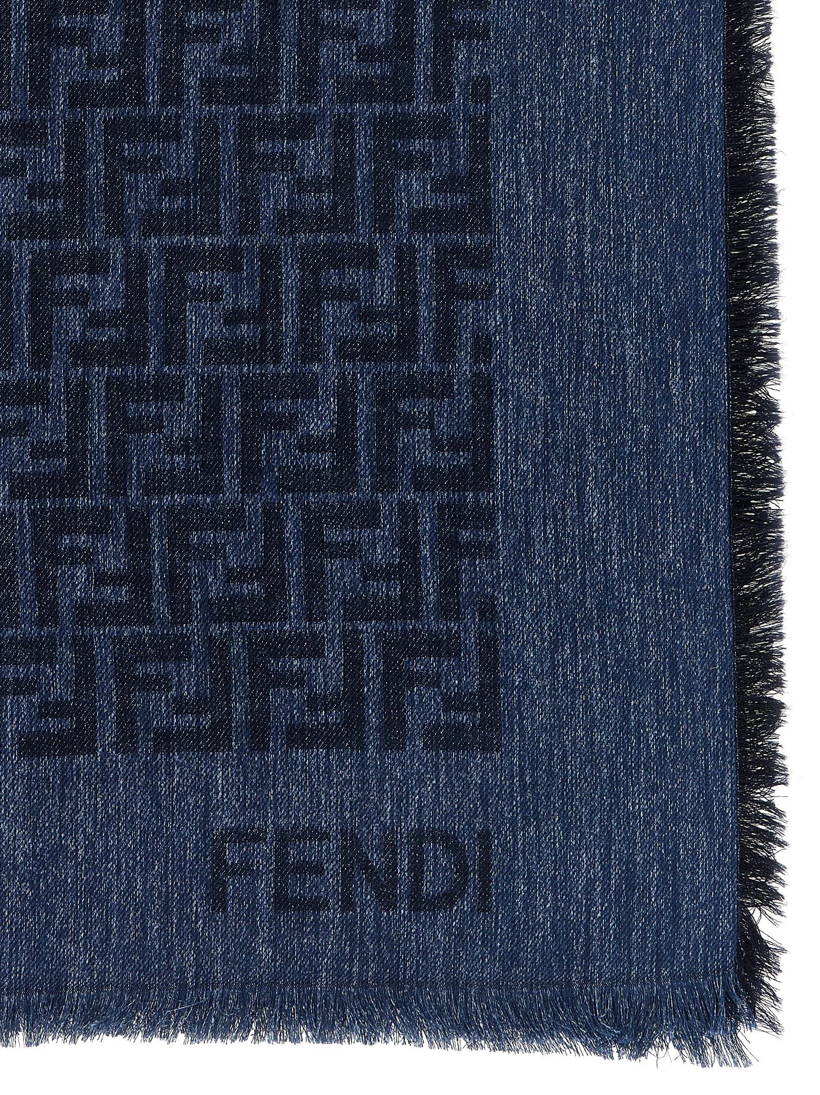 Fendi Blue Cotton Scarf