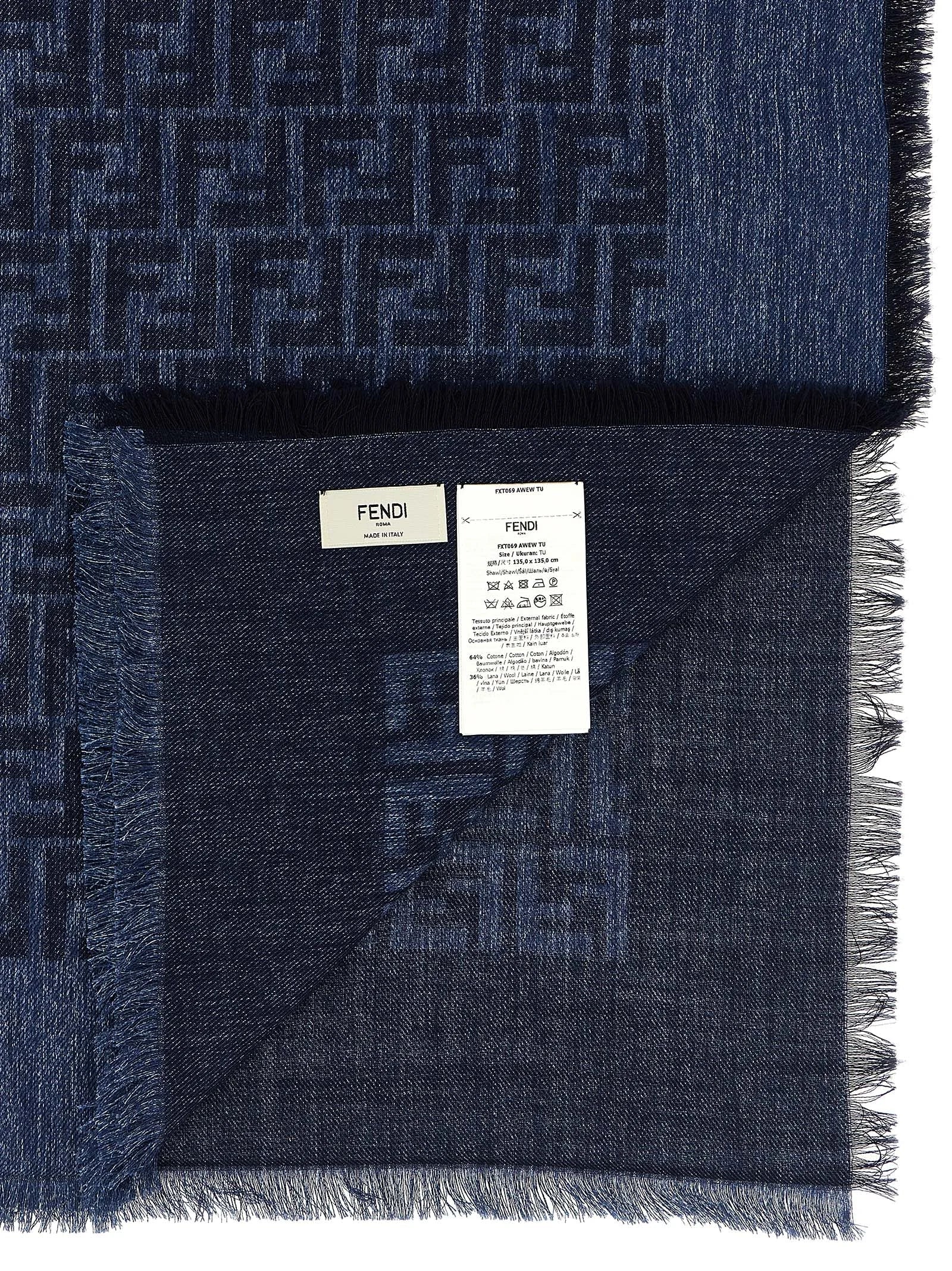 Fendi Blue Cotton Scarf