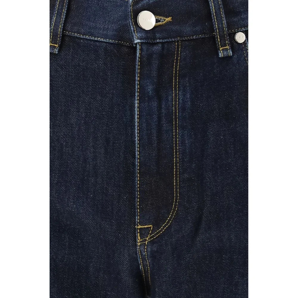 Fendi Blue Cotton Straight-Leg Jeans