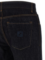 Fendi Blue Cotton Straight-Leg Jeans