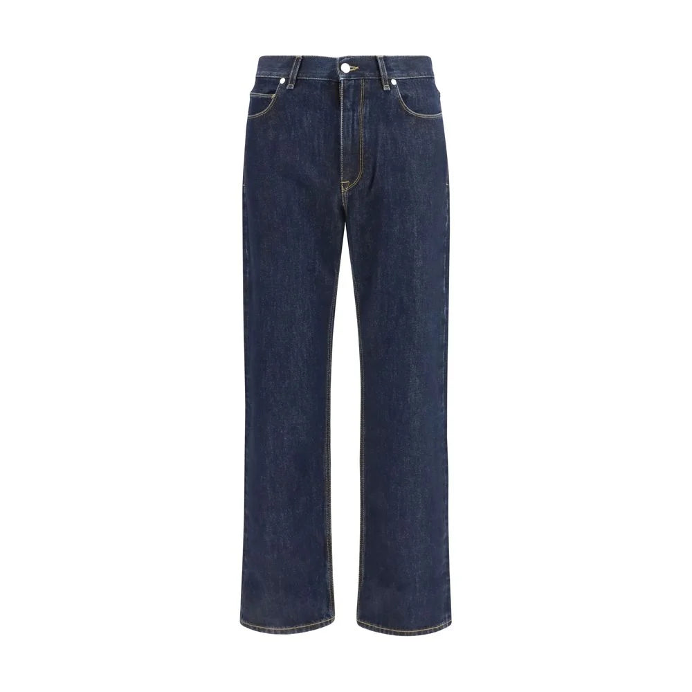 Fendi Blue Cotton Straight-Leg Jeans