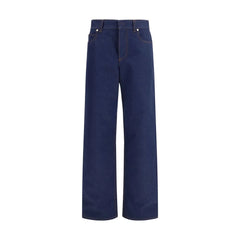 Fendi Blue Cotton Straight-Leg Jeans