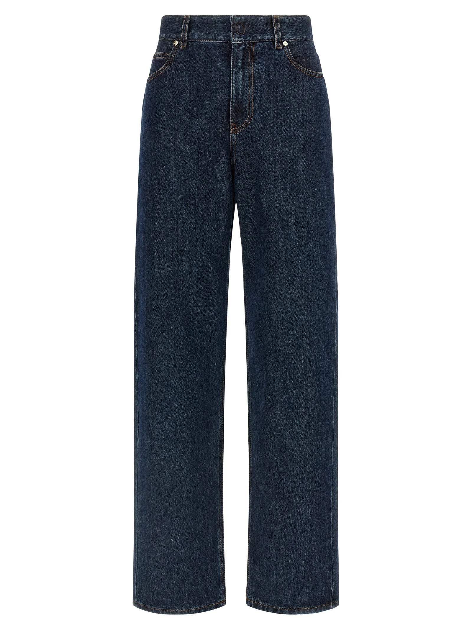 Fendi Blue Cotton Straight-Leg Jeans
