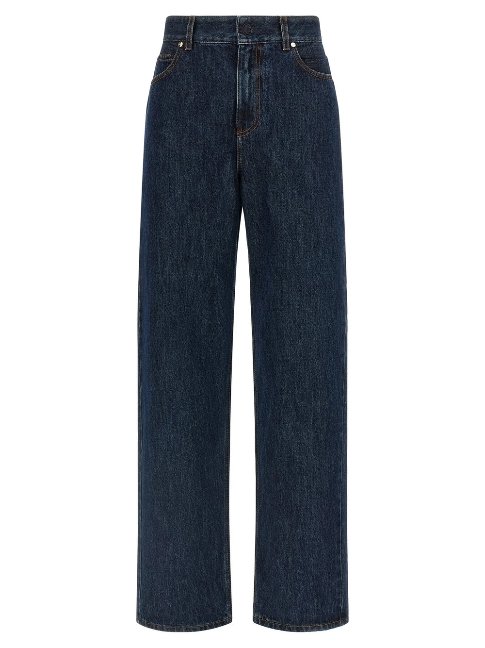 Fendi Blue Cotton Straight-Leg Jeans