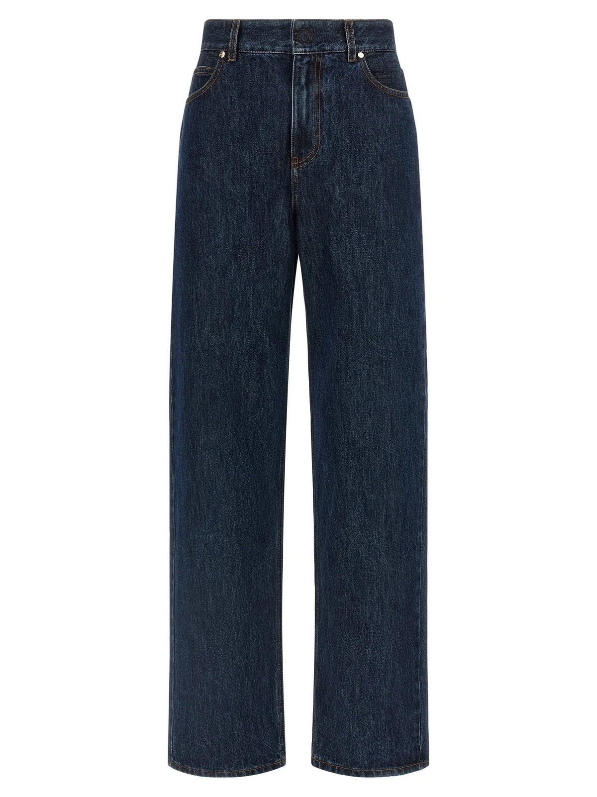 Fendi Blue Cotton Straight-Leg Jeans