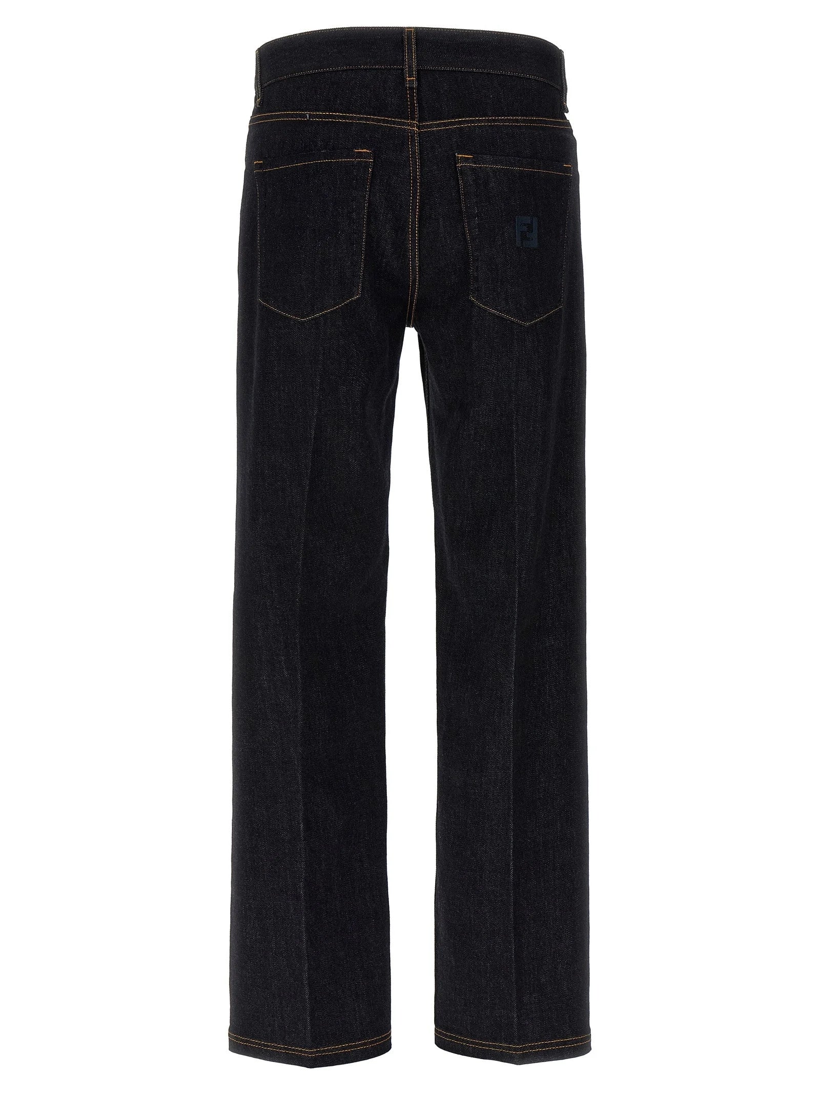 Fendi Blue Cotton Straight-Leg Jeans