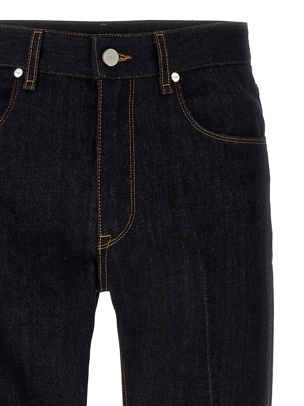 Fendi Blue Cotton Straight-Leg Jeans