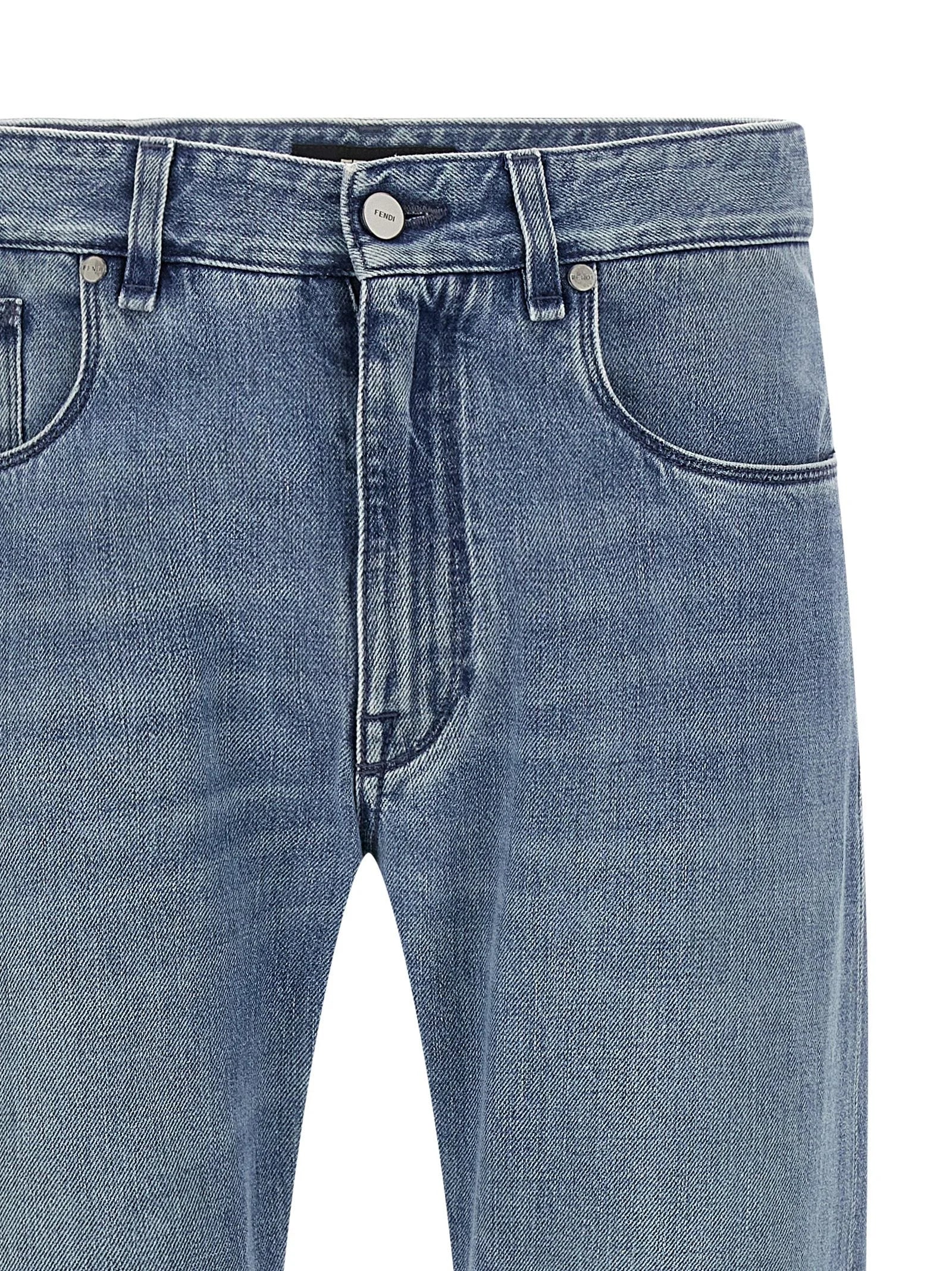 Fendi Blue Cotton Straight-Leg Jeans - W30