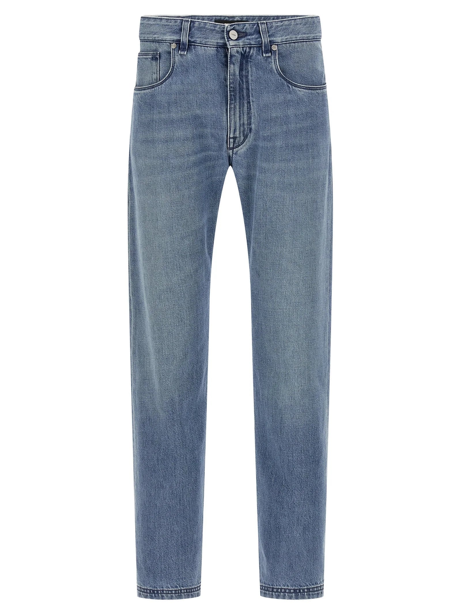 Fendi Blue Cotton Straight-Leg Jeans - W30