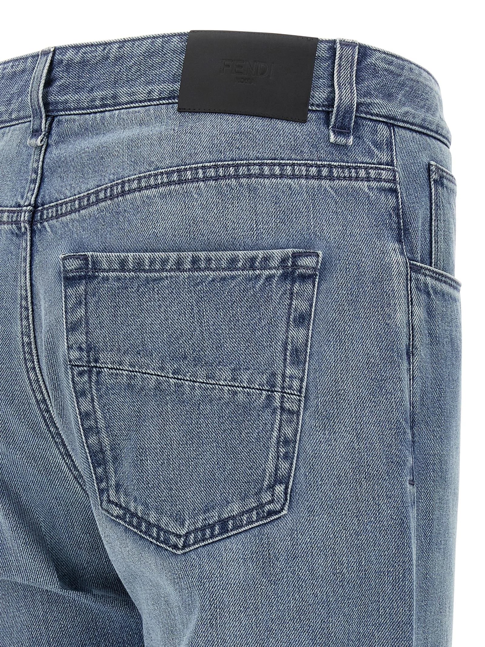 Fendi Blue Cotton Straight-Leg Jeans - W30