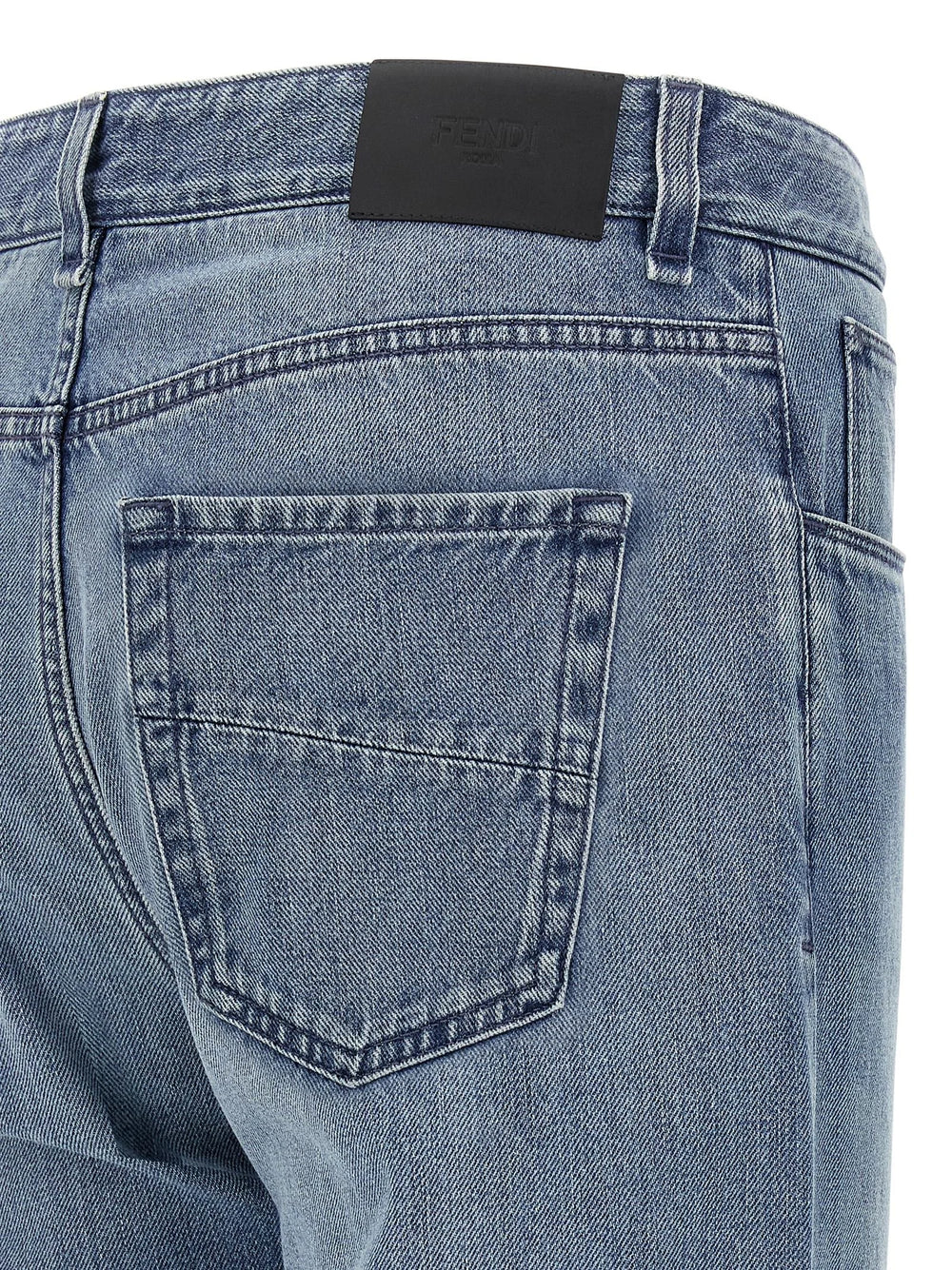 Fendi Blue Cotton Straight-Leg Jeans - W30