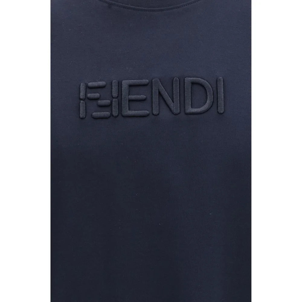 Fendi Blå Bomuld T-Shirt