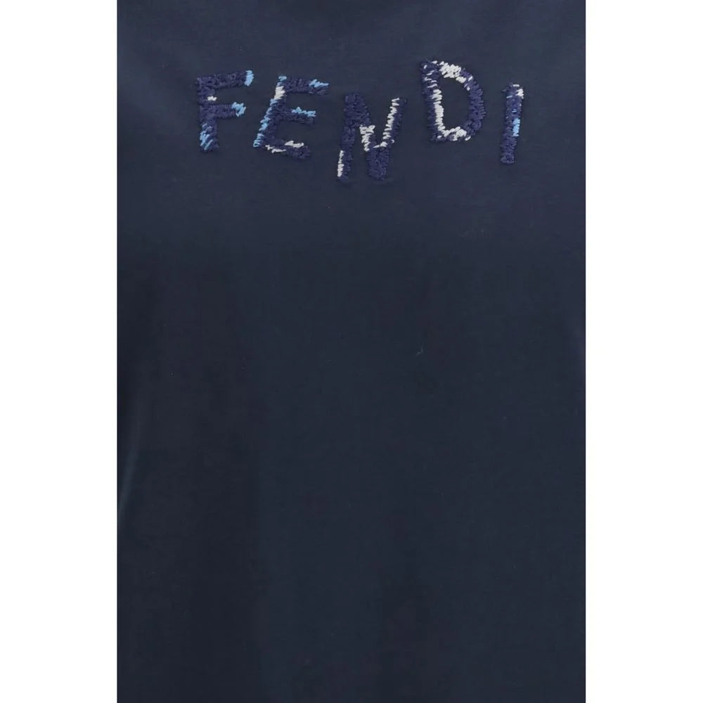 Fendi Blå Bomuld T-Shirt - L