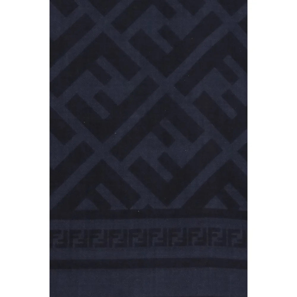 Fendi Blue Fleece Wool Scarf