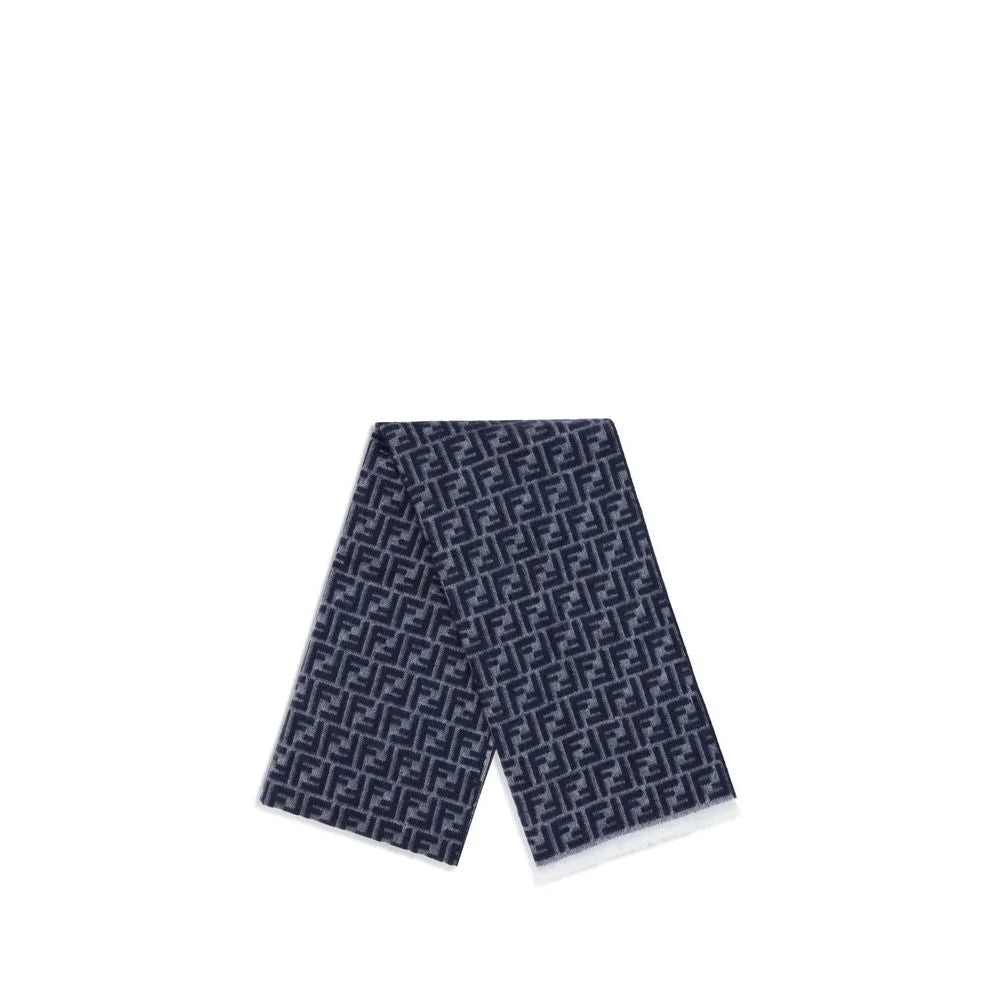 Fendi Blue Fleece Wool Scarf - Scarves & Shawls