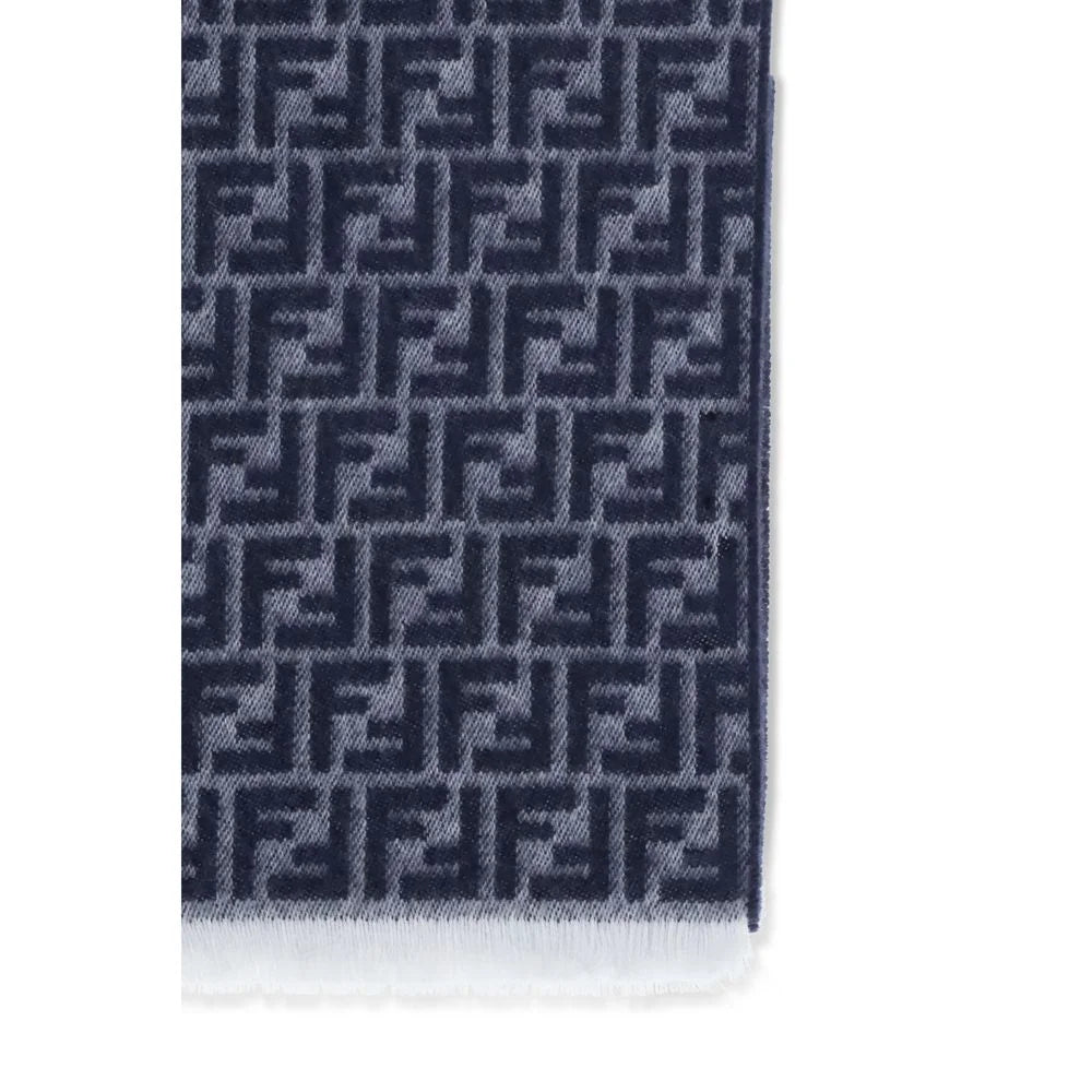Fendi Blue Fleece Wool Scarf - Scarves & Shawls