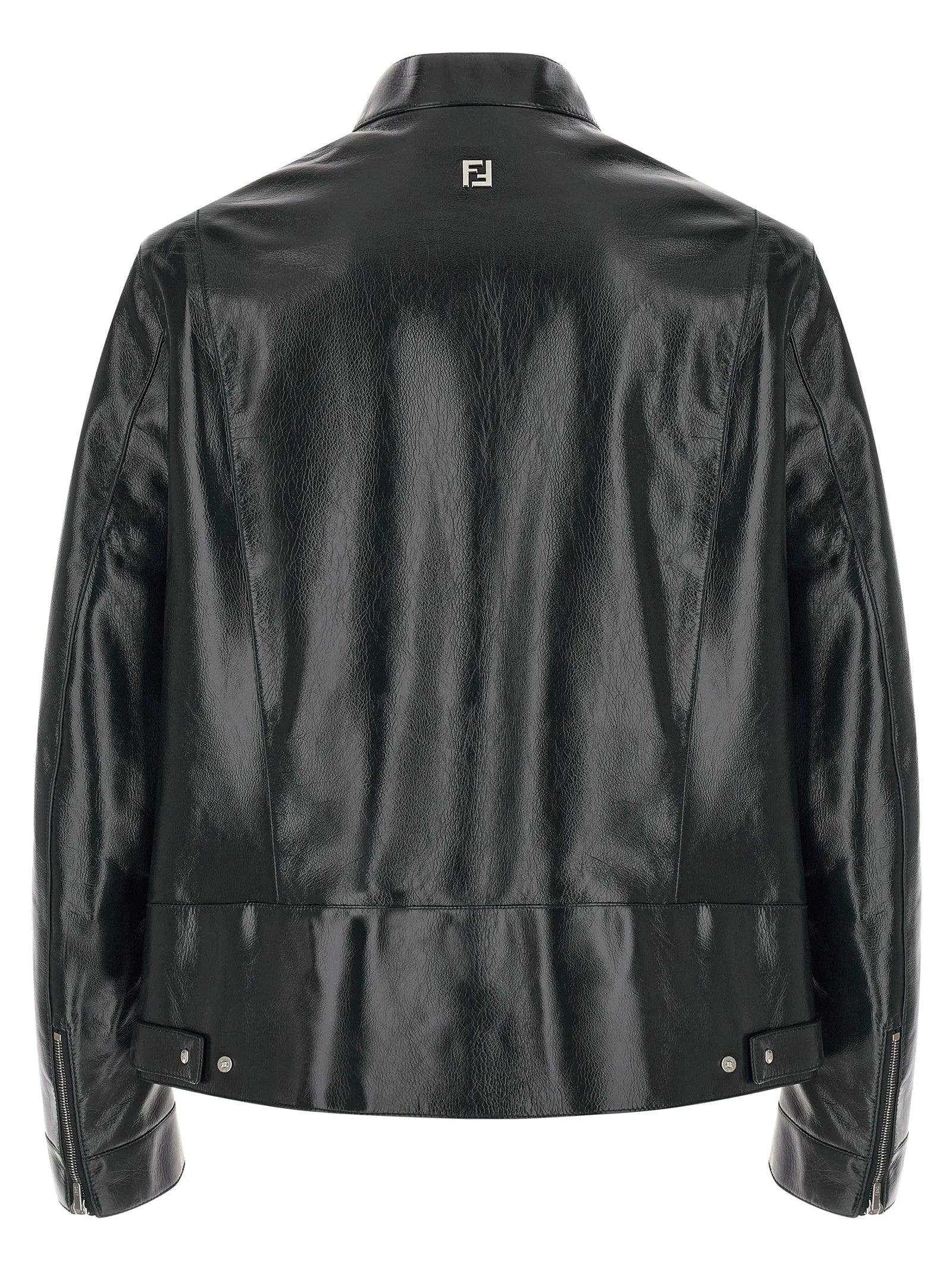 Fendi Blue Lamb Leather Leather Jacket