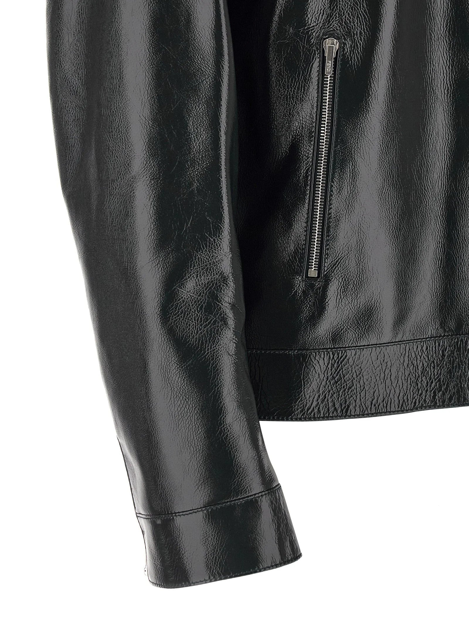 Fendi Blue Lamb Leather Leather Jacket