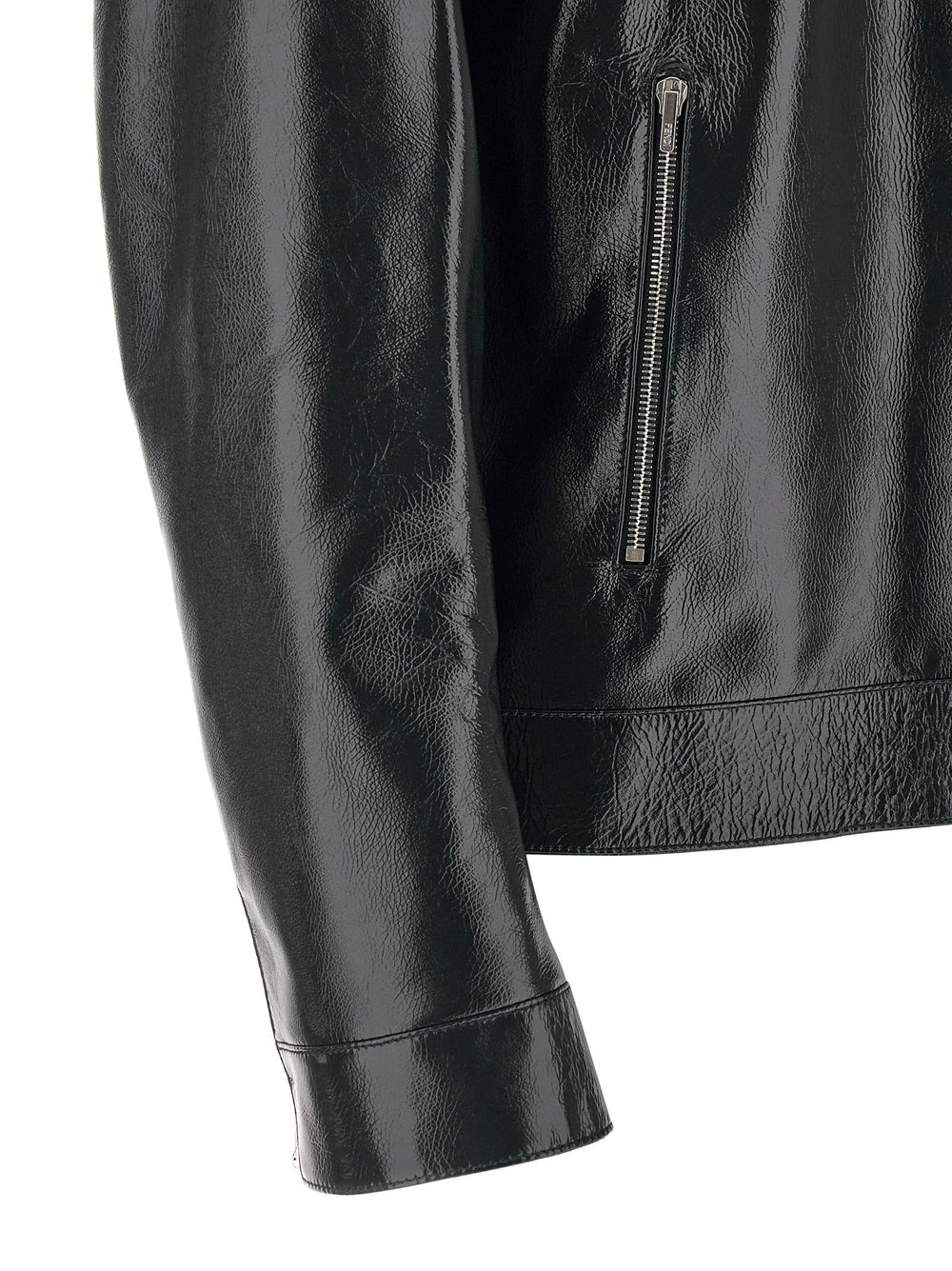 Fendi Blue Lamb Leather Leather Jacket