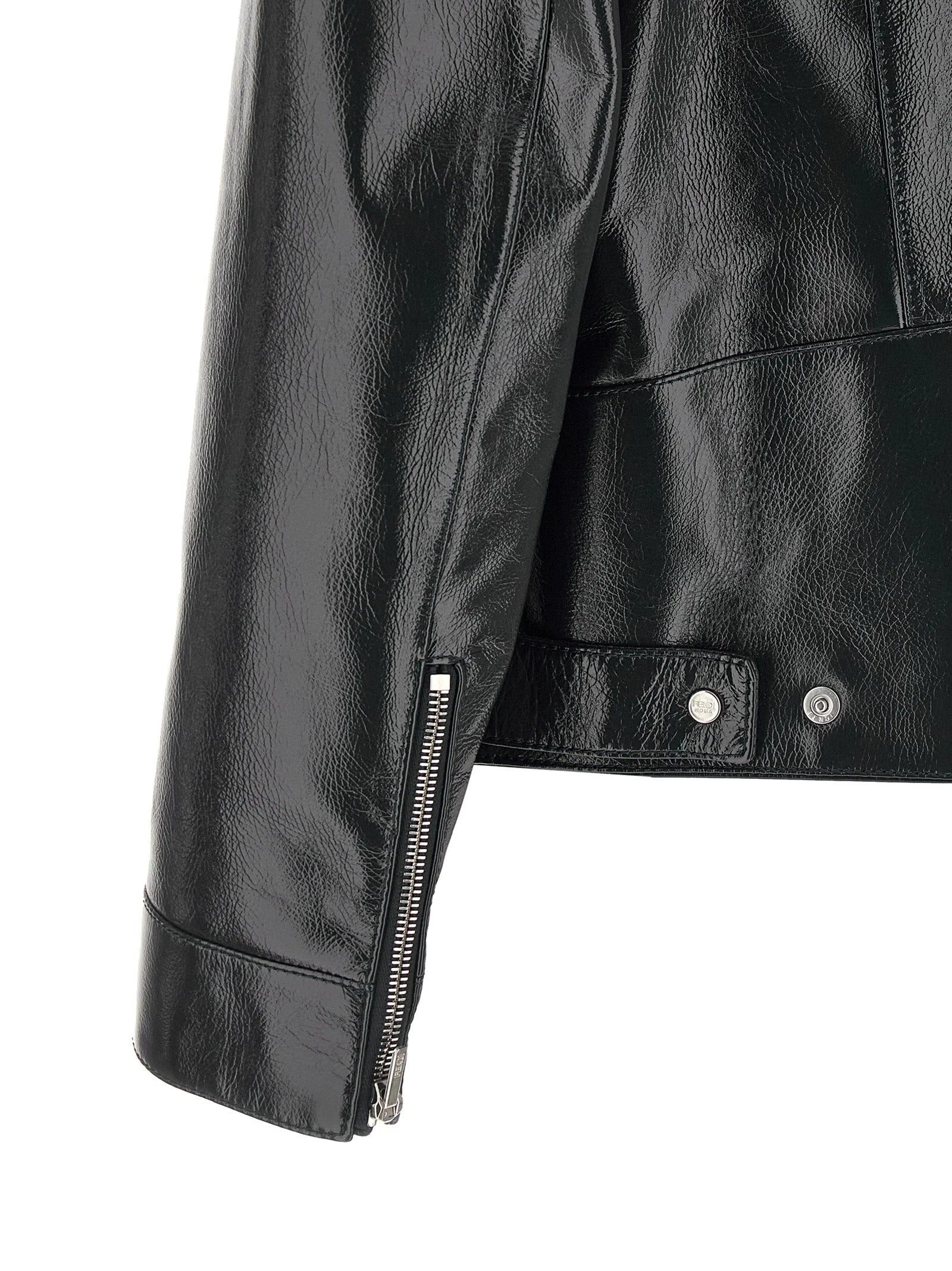 Fendi Blue Lamb Leather Leather Jacket