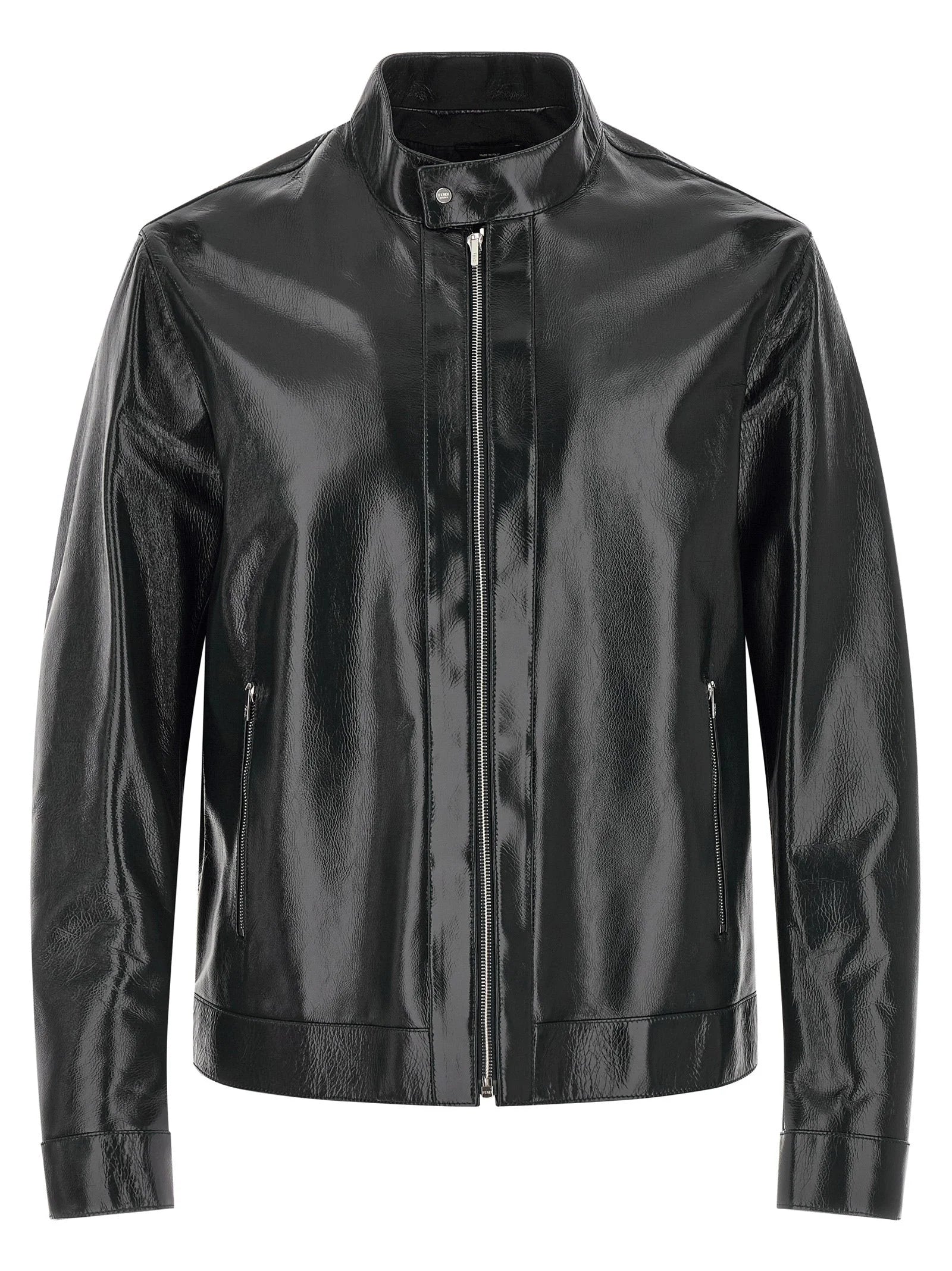 Fendi Blue Lamb Leather Leather Jacket