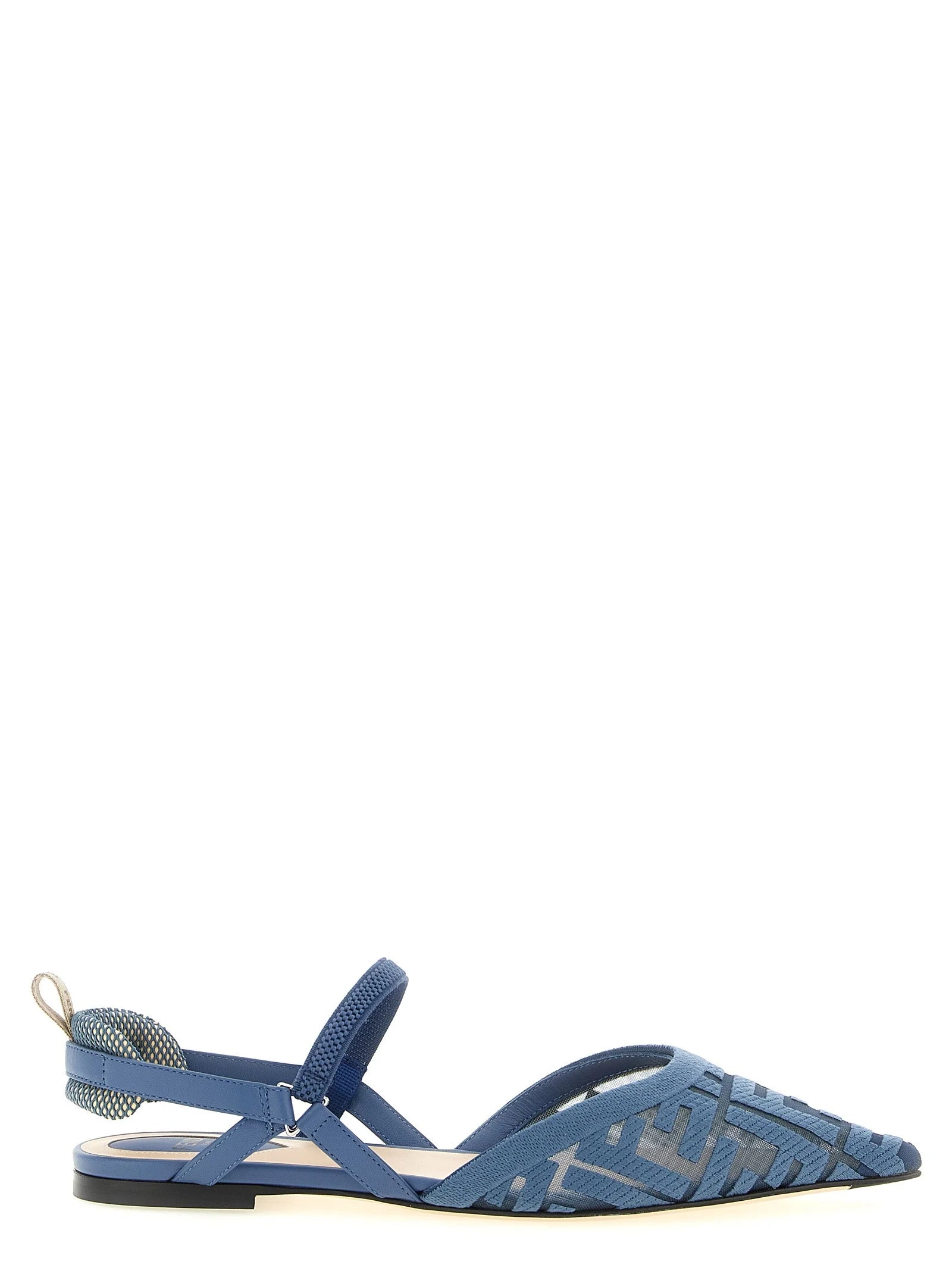 Fendi Blue Polyamide Flat Sandals