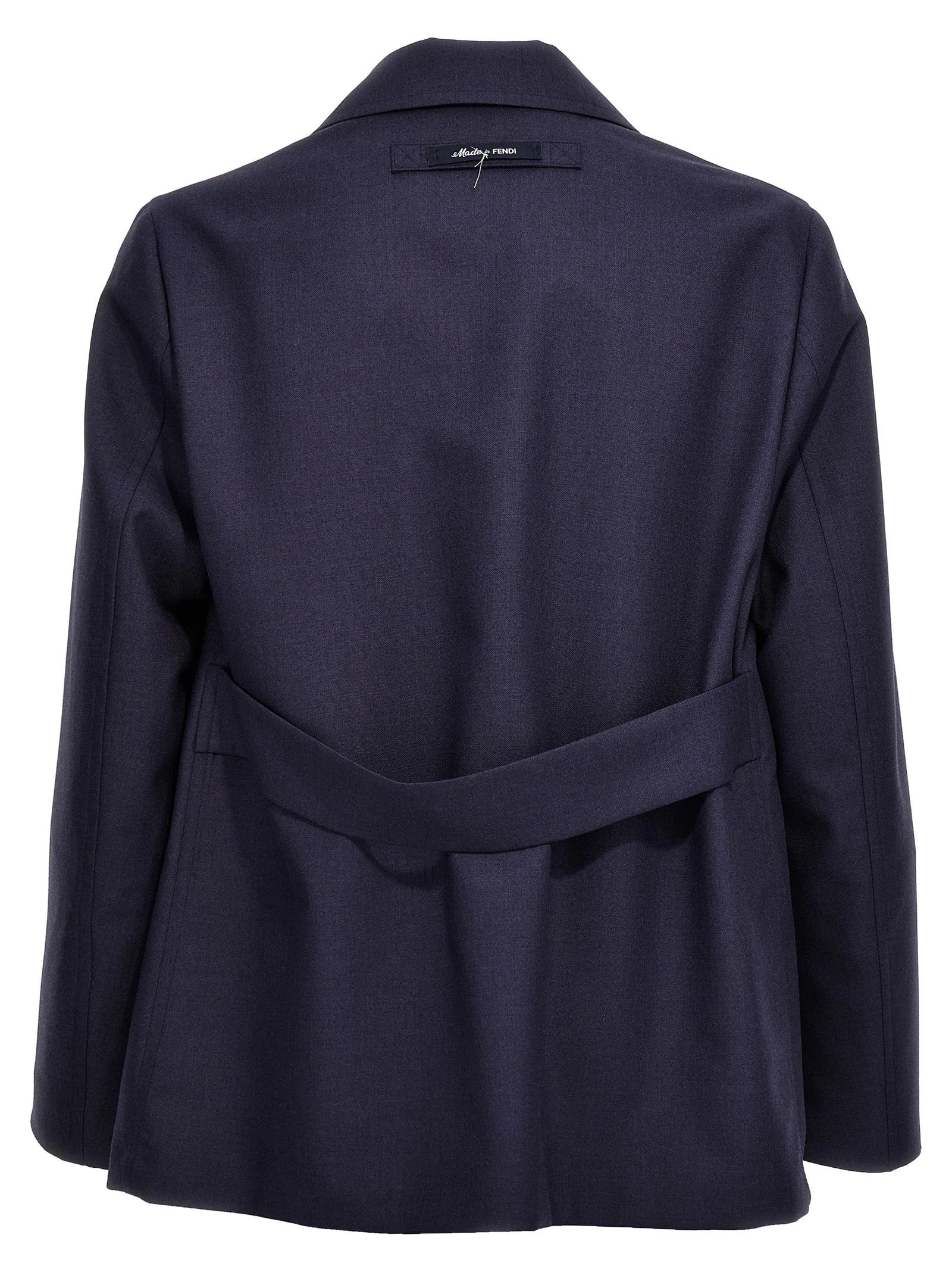 Fendi Blue Virgin Wool Full-Length Jacket