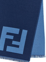 Fendi Blue Virgin Wool Scarf
