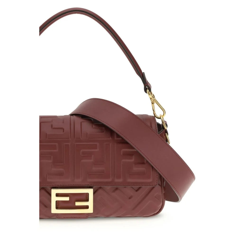 Fendi Bordeaux Calf Leather Bos Taurus Shoulder Bag