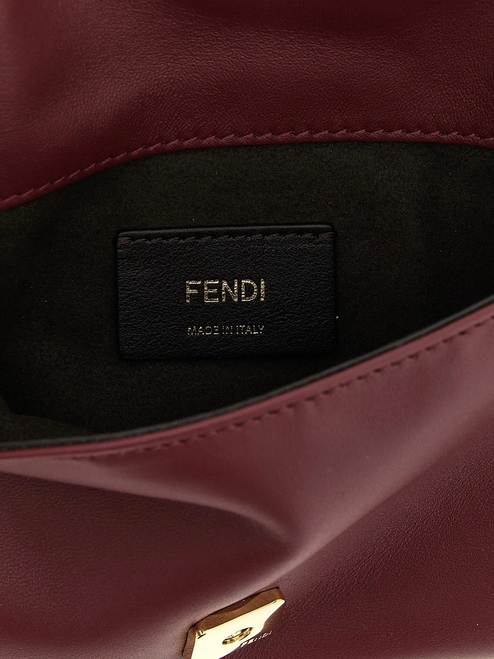 Fendi Bordeaux Lamb Leather Clutch Bag