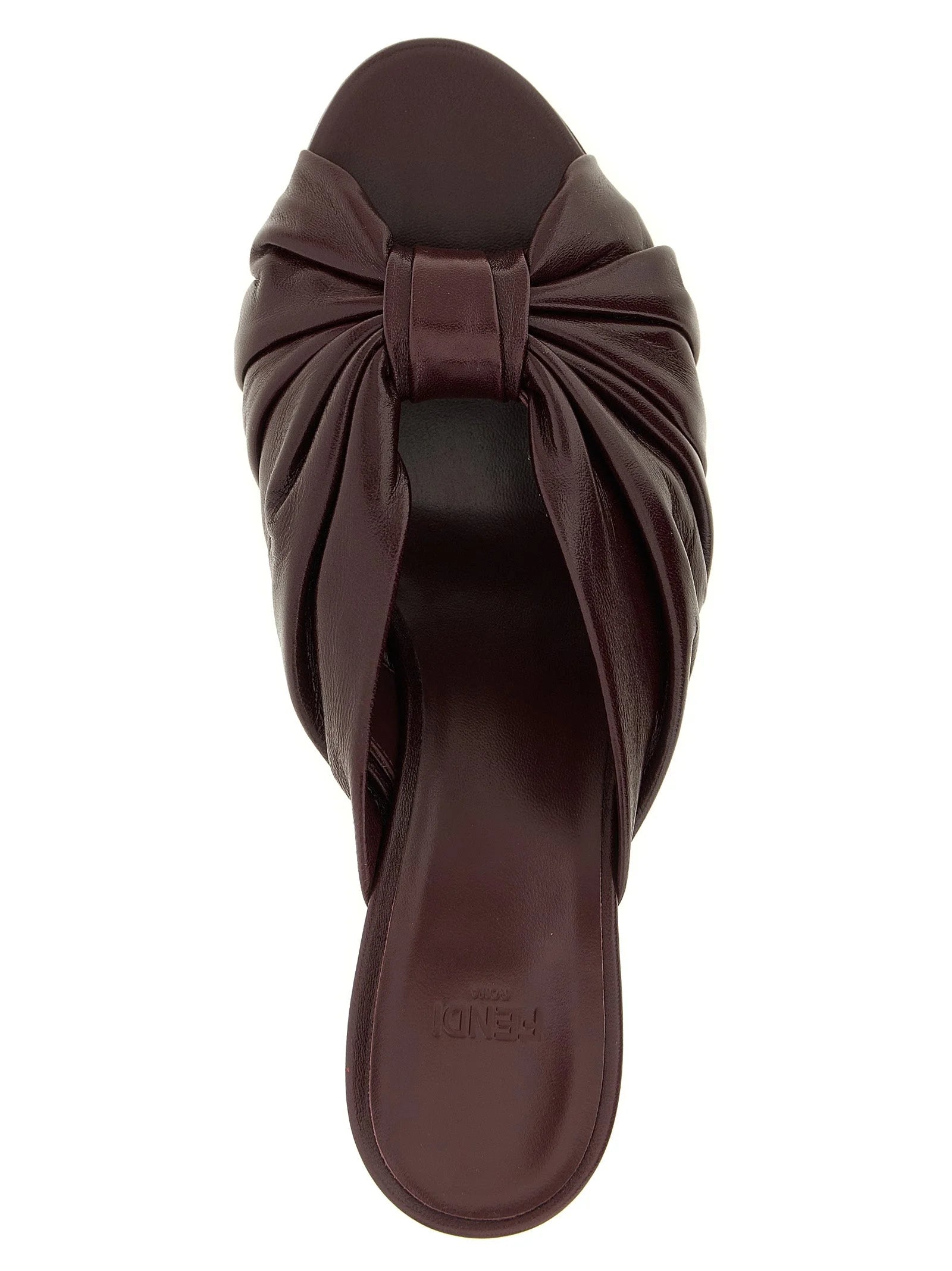Fendi Bordeaux Lamb Leather Platform Sandals - EU37/US7