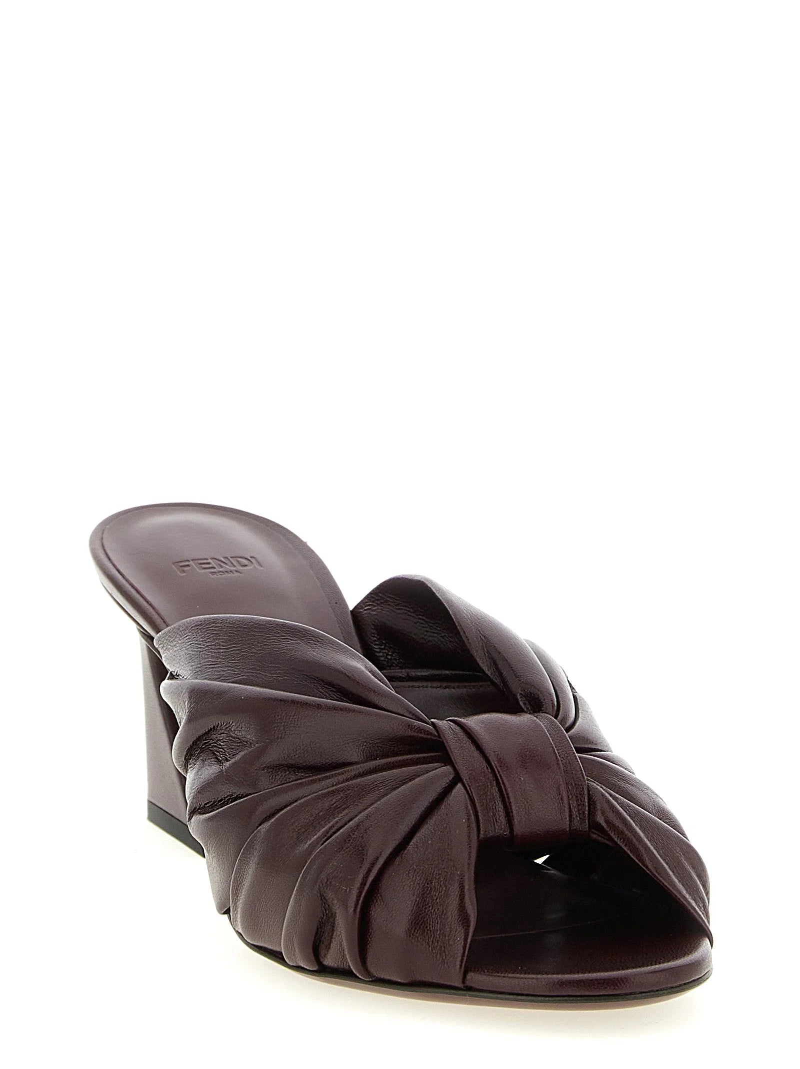 Fendi Bordeaux Lamb Leather Platform Sandals - EU37/US7