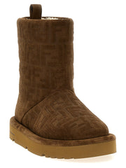 Fendi Brown Calf Leather Bos Taurus Ankle Boots - EU37/US7