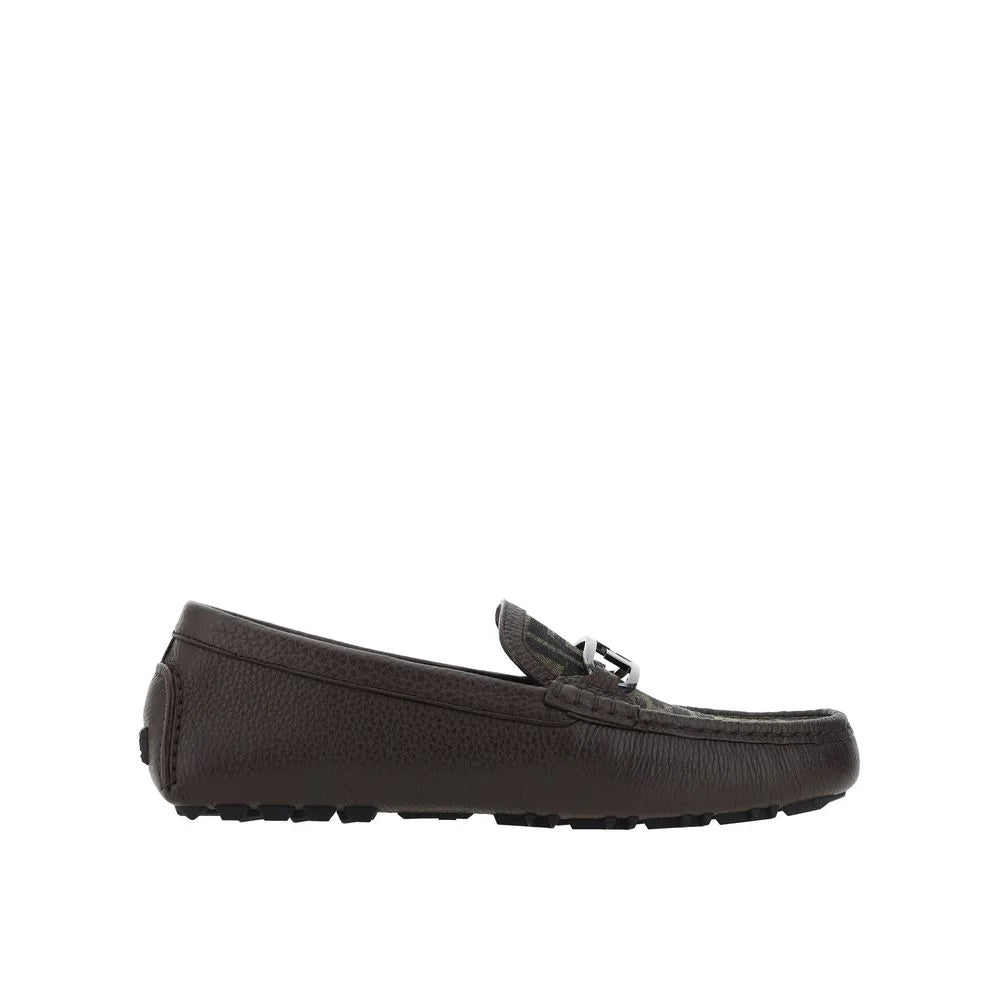 Fendi Brown Calfskin Slip-On Loafers - EU40/US7