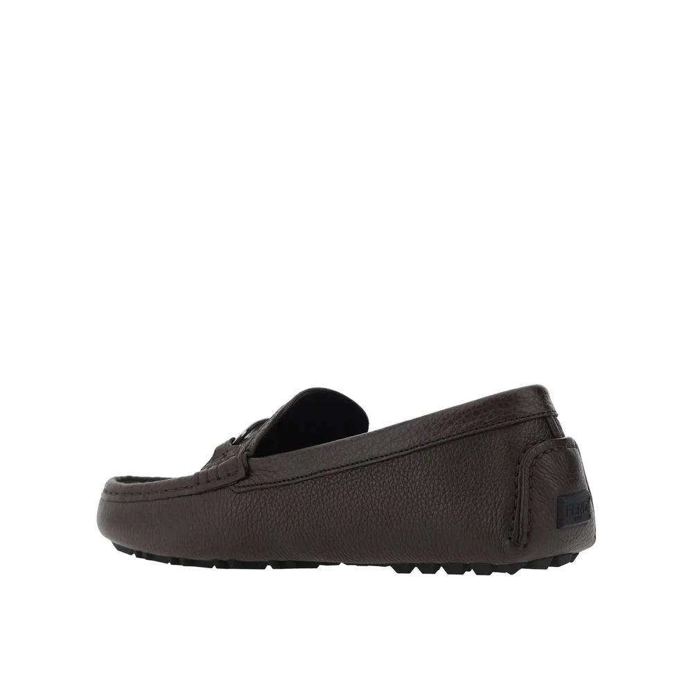 Fendi Brown Calfskin Slip-On Loafers - EU40/US7