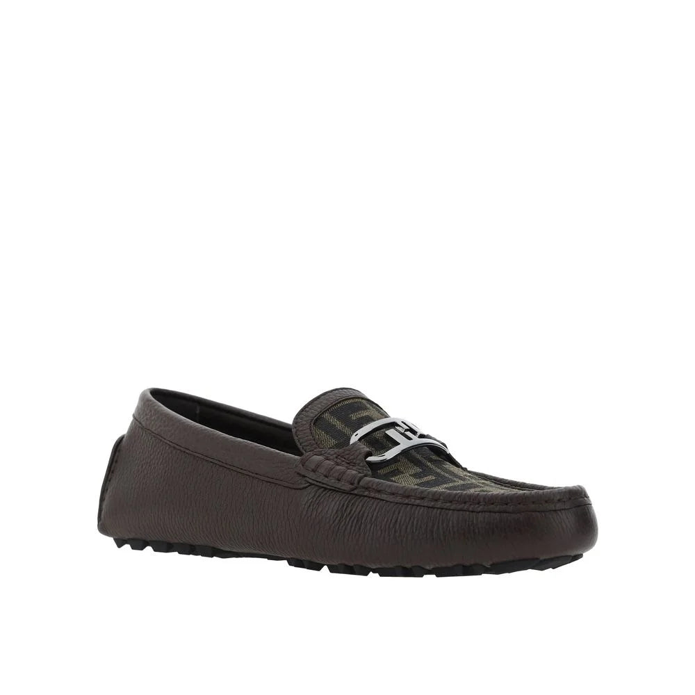 Fendi Brown Calfskin Slip-On Loafers - EU40/US7
