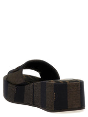 Fendi Brown Cotton Slides