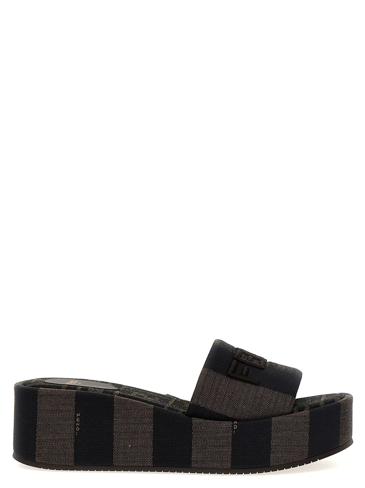 Fendi Brown Cotton Slides
