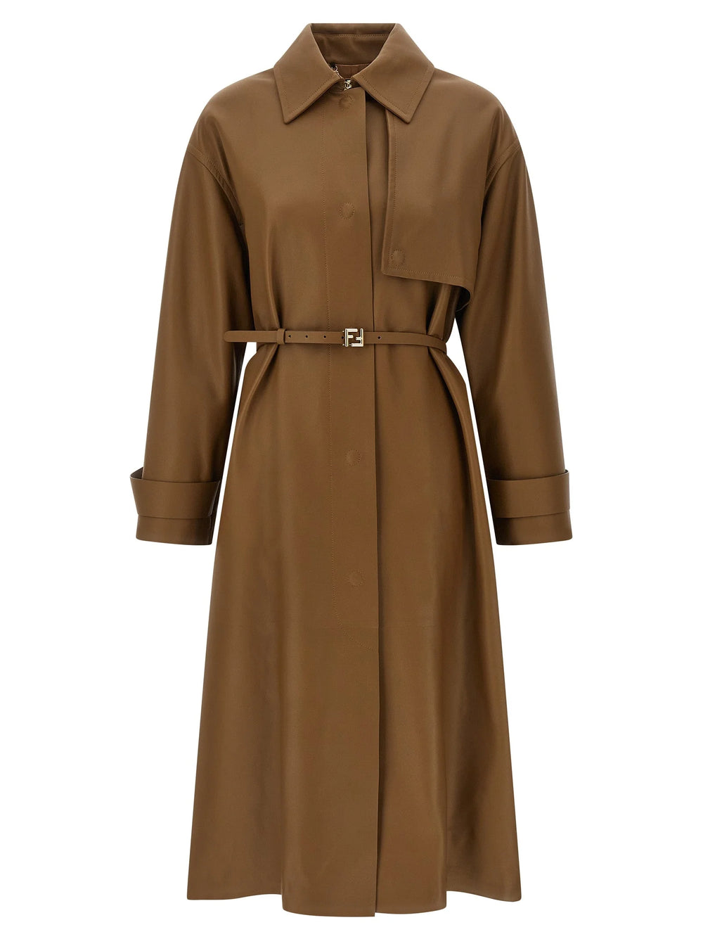 Fendi Brown Lamb Leather Coat - IT40