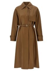 Fendi Brown Lamb Leather Coat - IT40