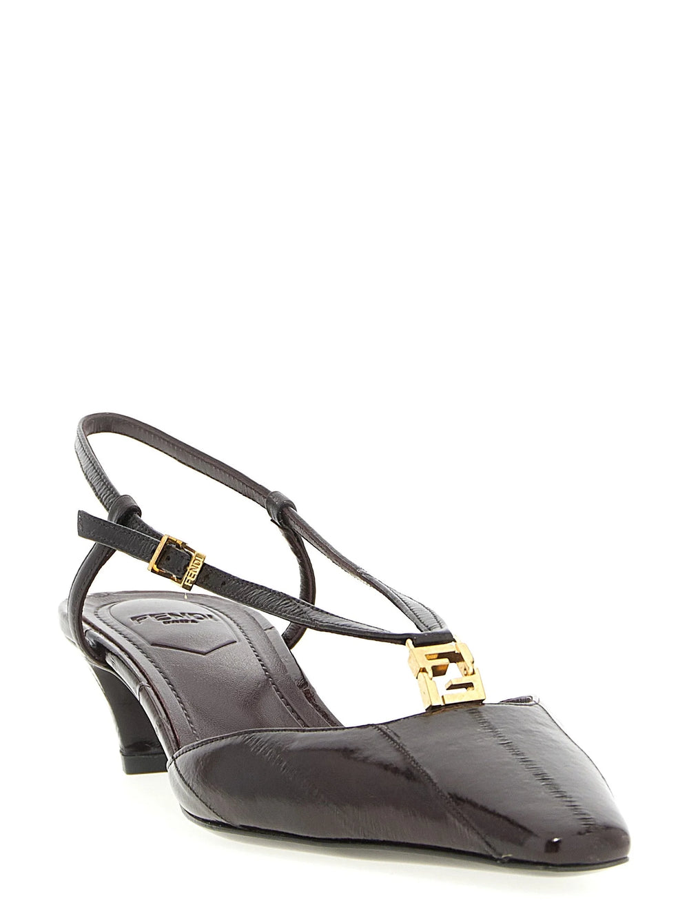 Fendi Brown Lamb Leather Mid Heel Pumps - EU36.5/US6.5