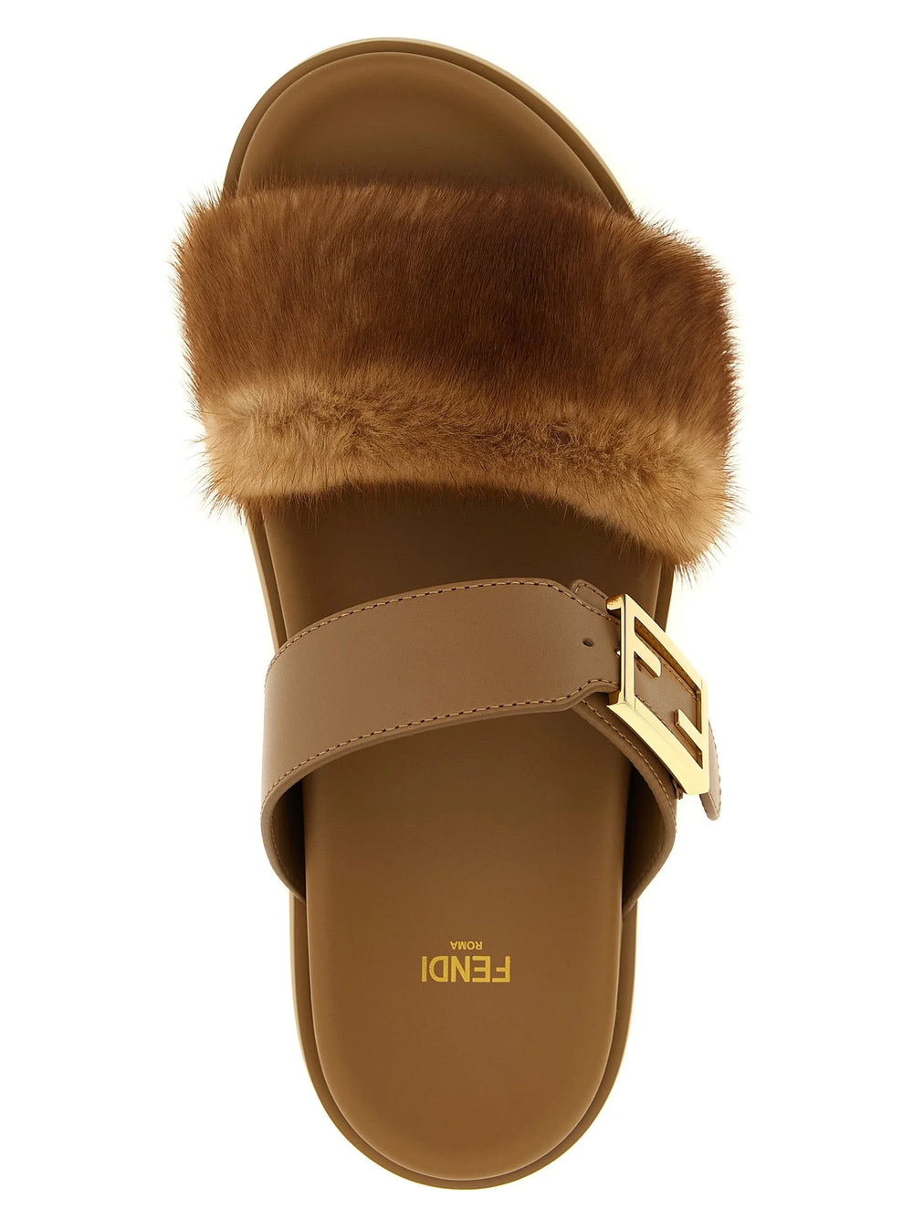 Fendi Brown Leather Slides - EU36/US6