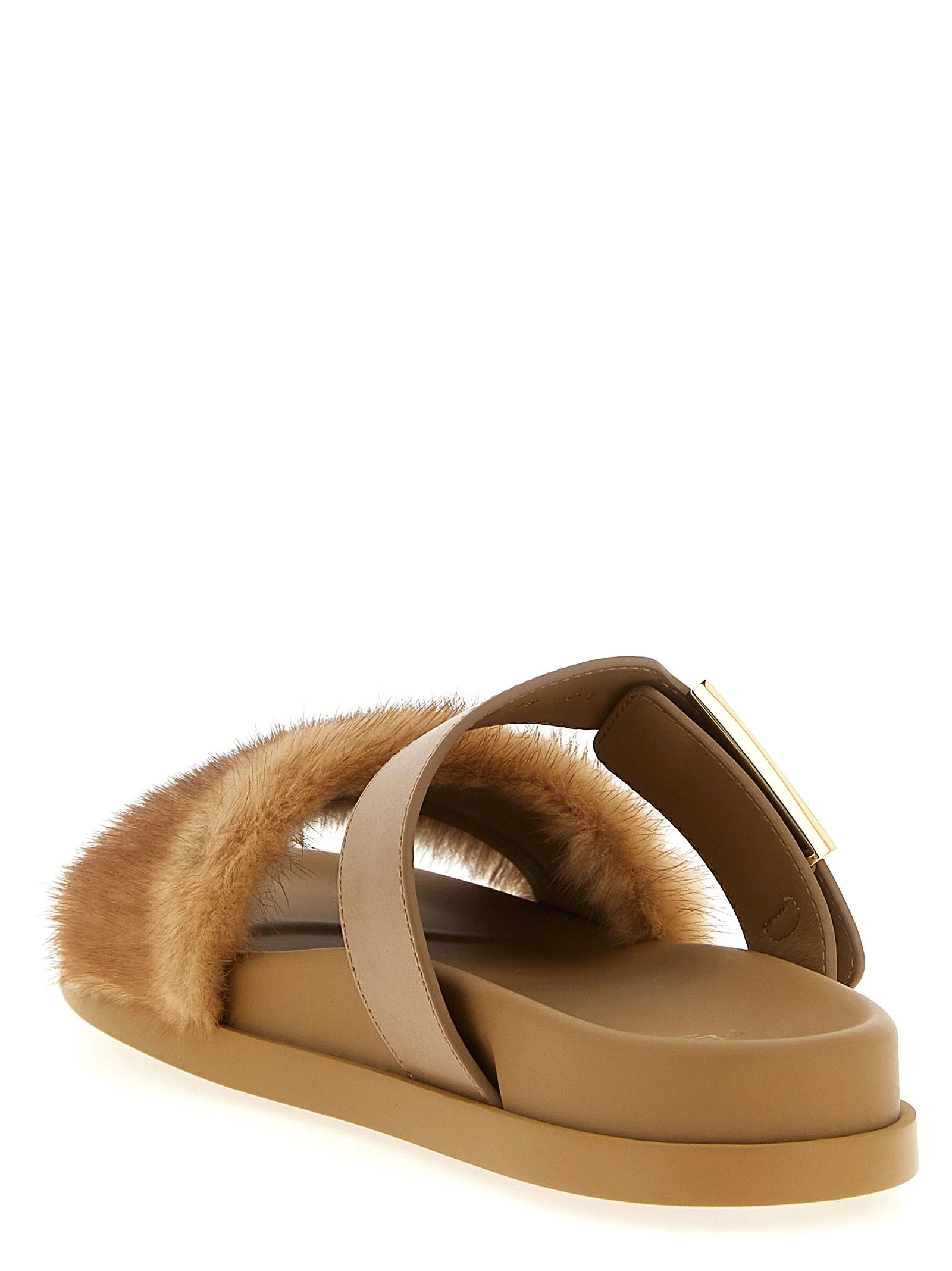 Fendi Brown Leather Slides - EU36/US6
