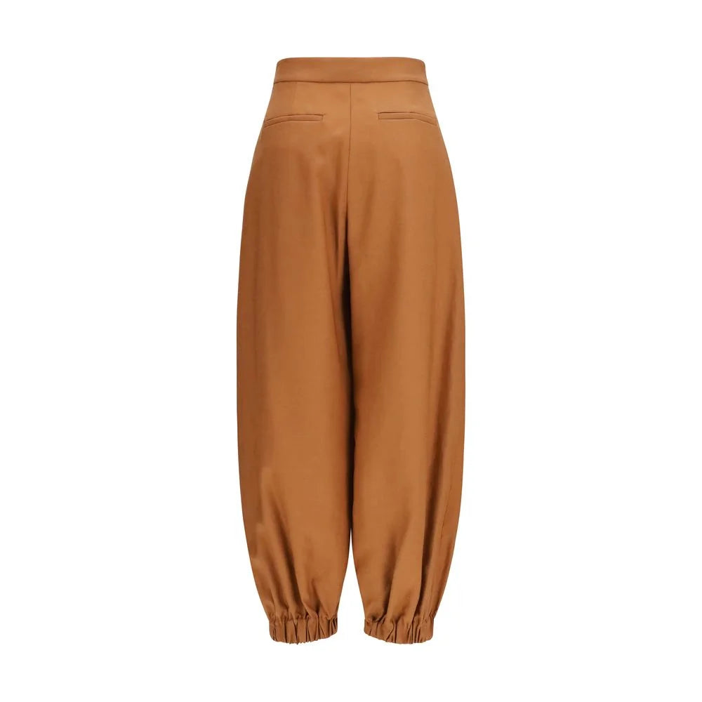 Fendi Hnědé lněné kalhoty - IT40 | M