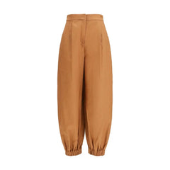 Fendi Hnědé lněné kalhoty - IT40 | M