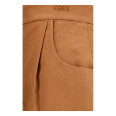 Fendi Hnědé lněné kalhoty - IT40 | M