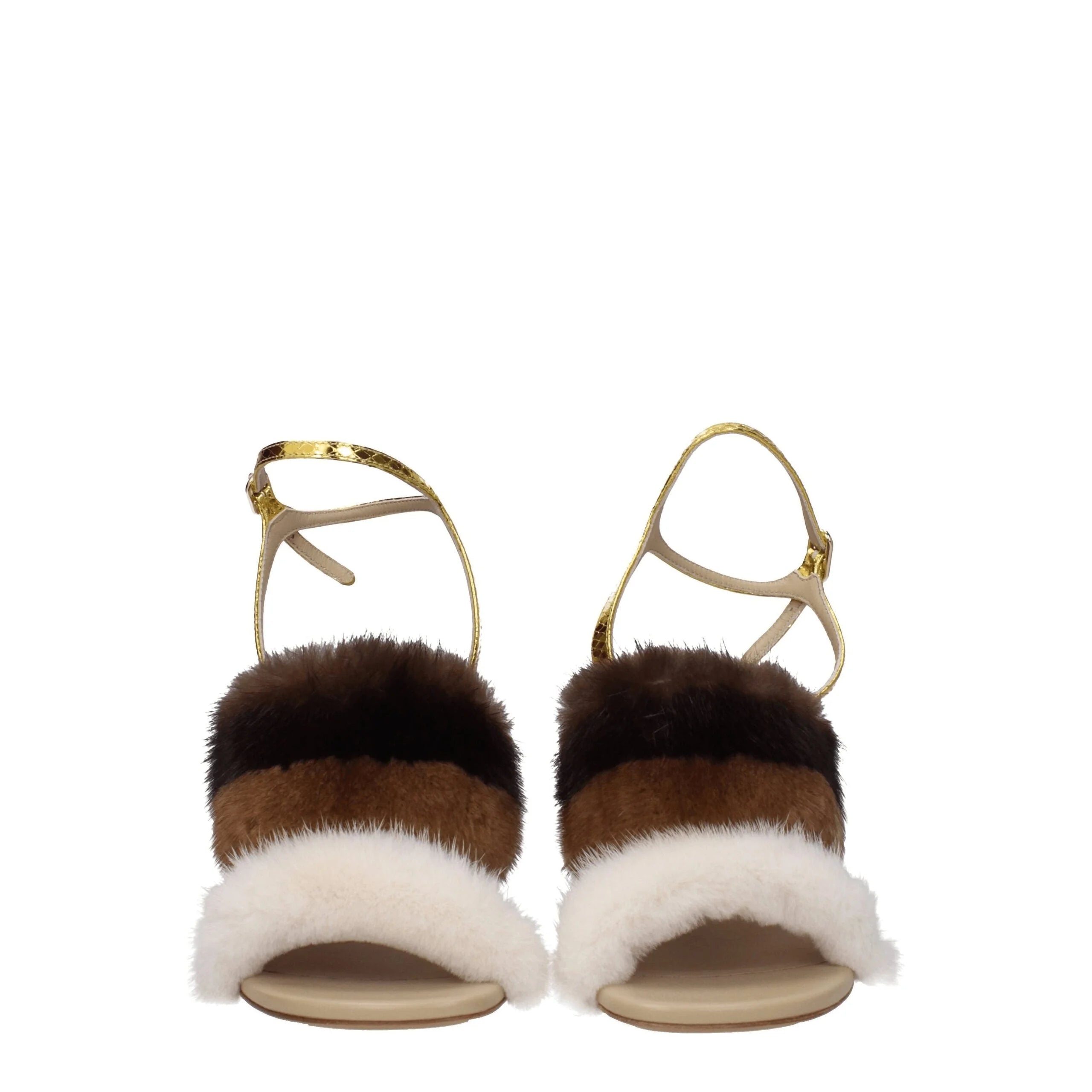 Fendi Brown Mink Strap-Ons Sandals - EU38/US8 - Sandals