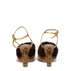 Fendi Brown Mink Strap-Ons Sandals - EU38/US8
