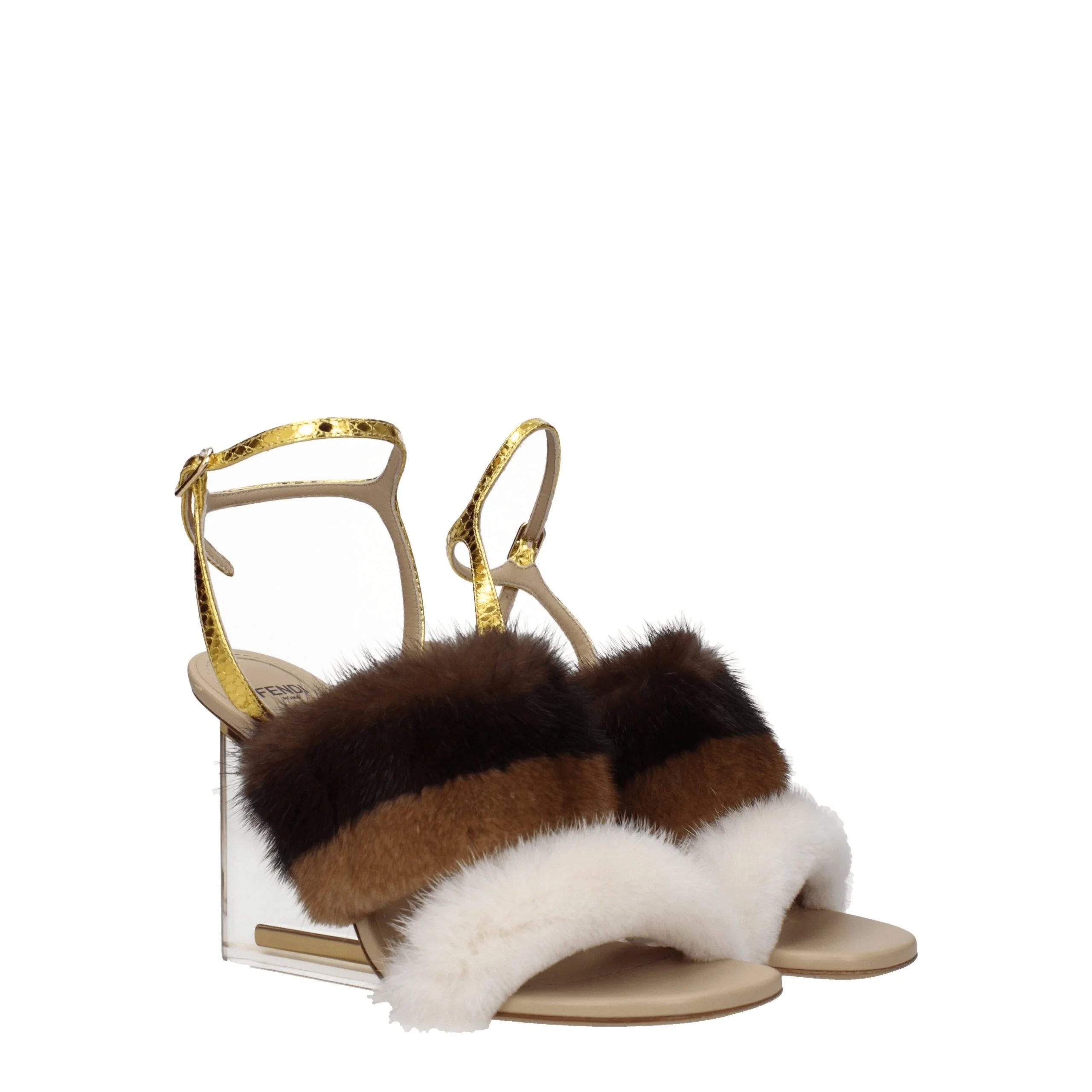 Fendi Brown Mink Strap-Ons Sandals - EU38/US8